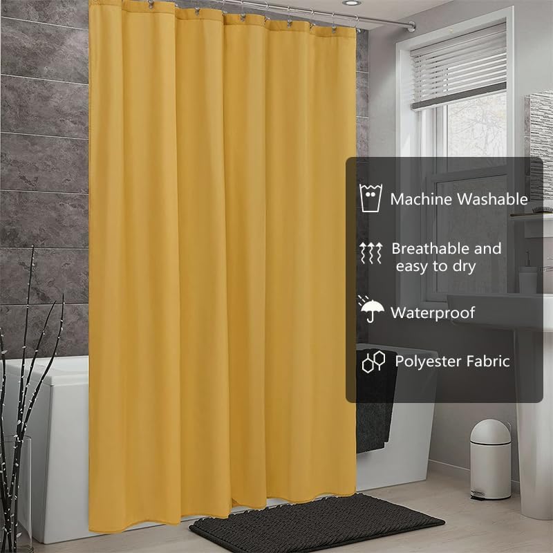 LLSCL Yolk Yellow Fabric Shower Curtain Liner with Magnets, Waterproof Hotel Quality, 72 x 72 Machine Washable - Image 5